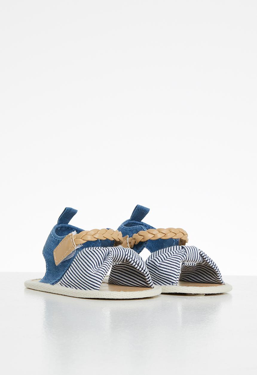 Pop Candy - Girls stripe sandal - navy & white