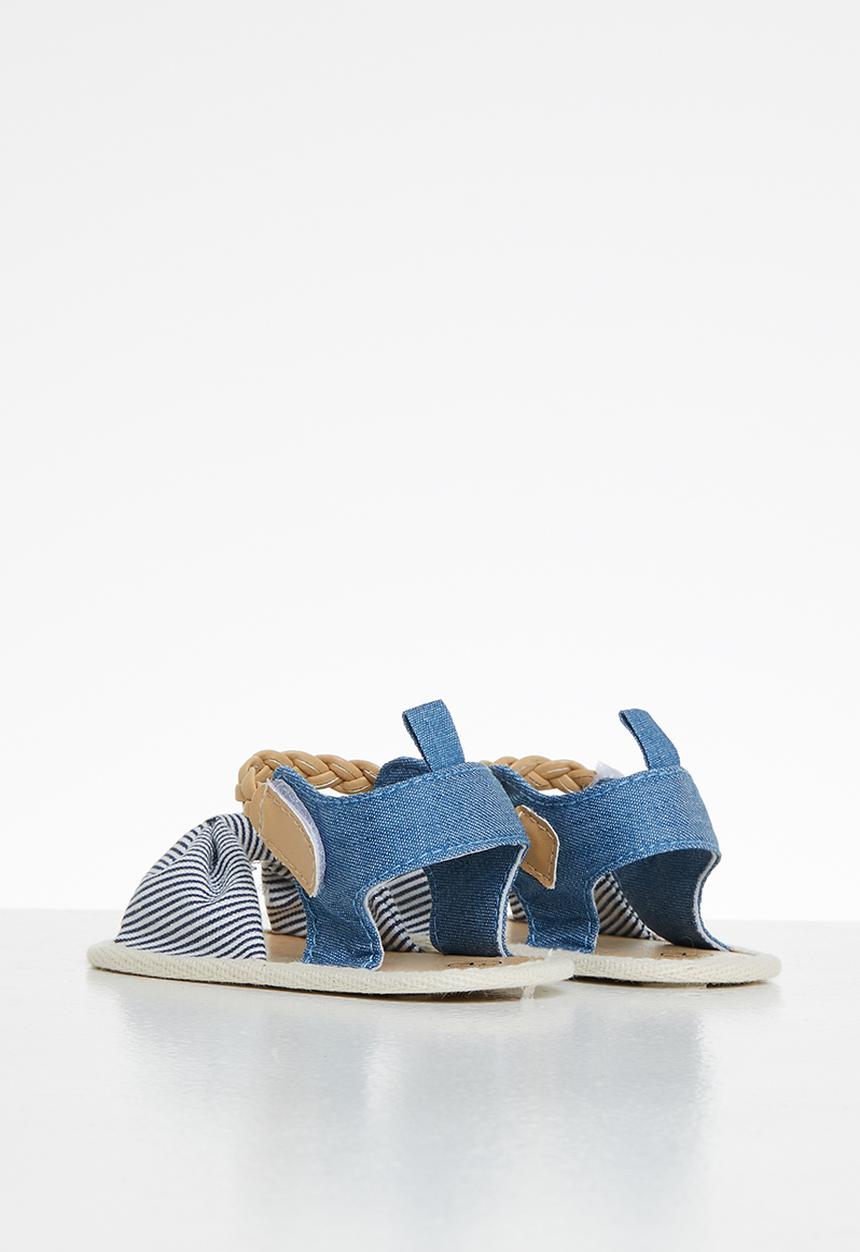Pop Candy - Girls stripe sandal - navy & white