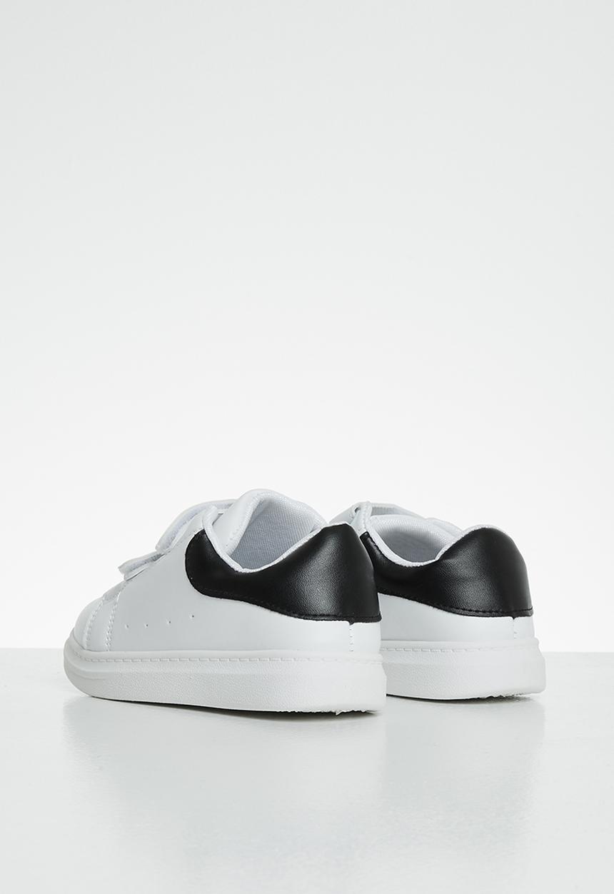 Pop Candy - Boys strap sneaker  - white & black