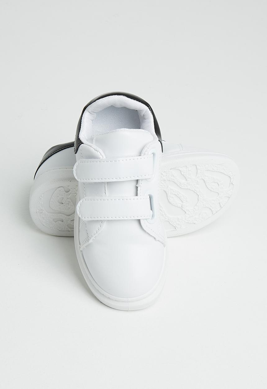 Pop Candy - Boys strap sneaker  - white & black