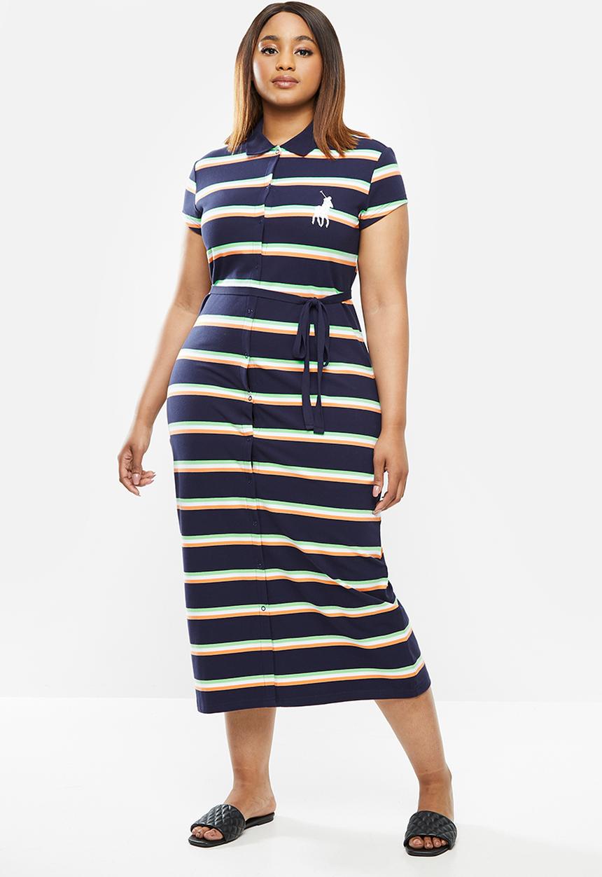 POLO - Plus Bernadine stripe longer length golfer dress - multi