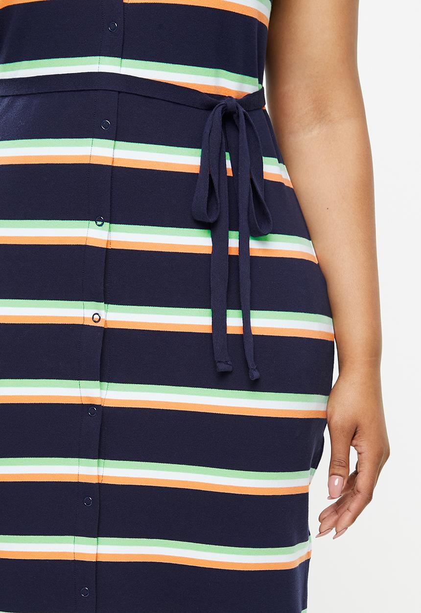 POLO - Plus Bernadine stripe longer length golfer dress - multi