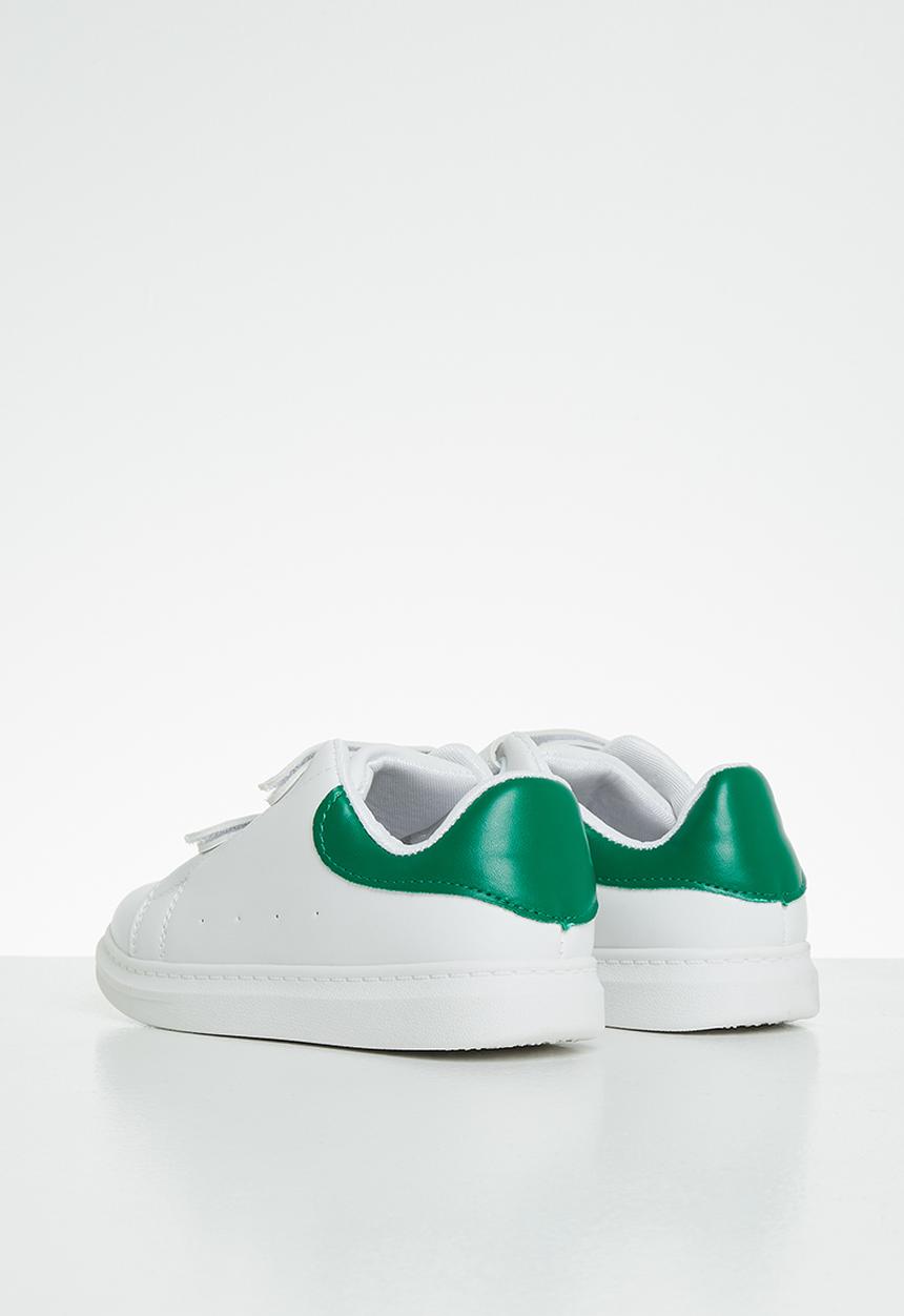 Pop Candy - Boys strap sneaker  - white & green