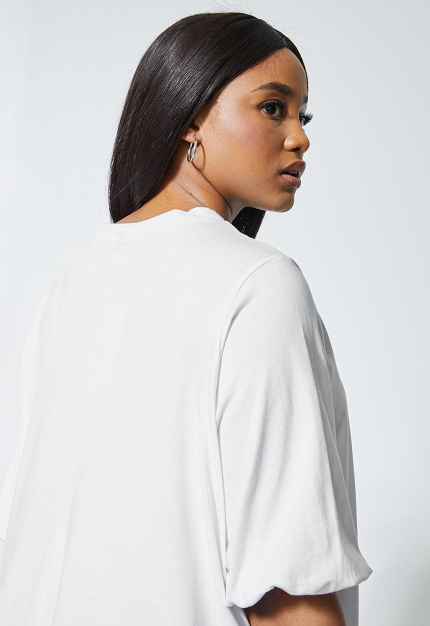 Superbalist - Combo fabric tiered dress - white