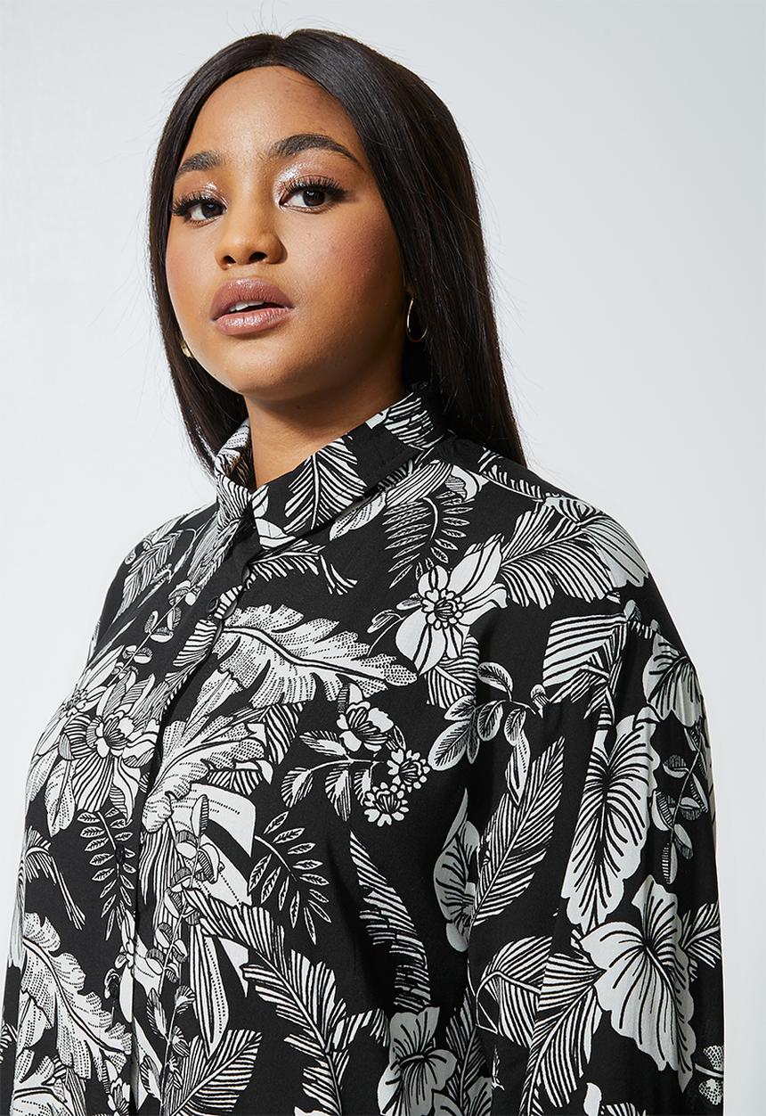 Superbalist - Midi shirt dress - black & white