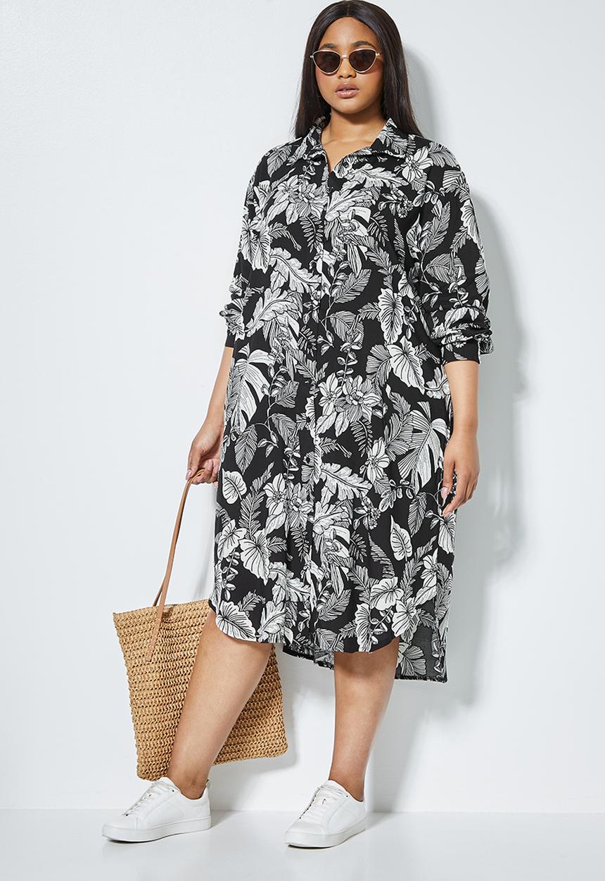 Superbalist - Midi shirt dress - black & white