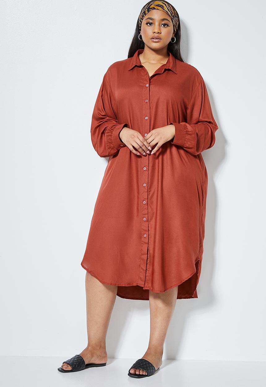 Superbalist - Midi shirt dress - tobacco