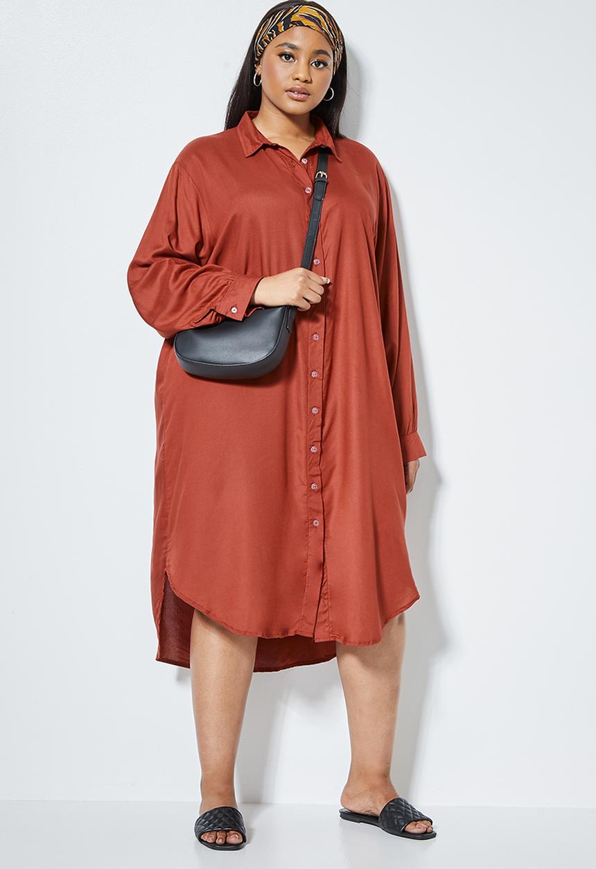 Superbalist - Midi shirt dress - tobacco
