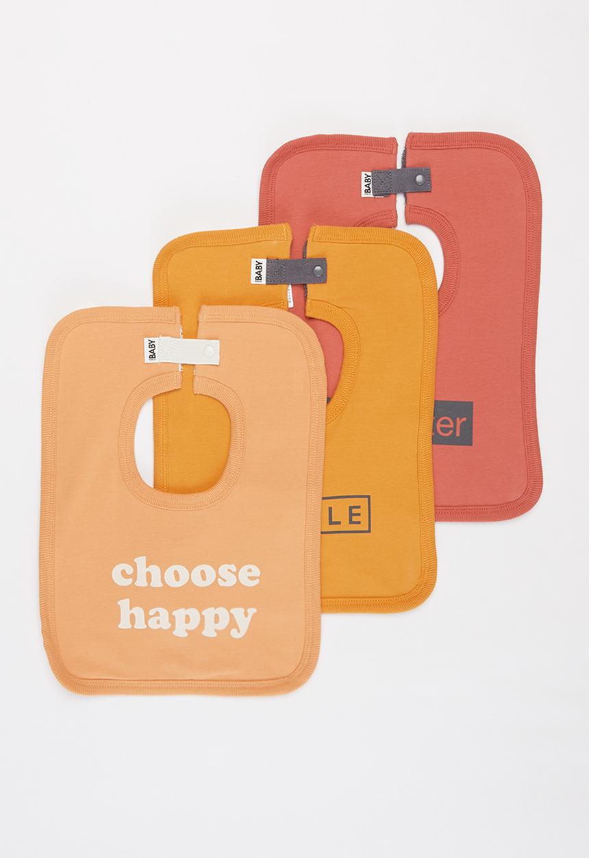 Cotton On - 3 Pack darcey square bib - red & orange 