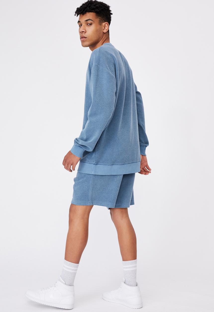 Factorie - Reverse fleece crew - washed chalk blue