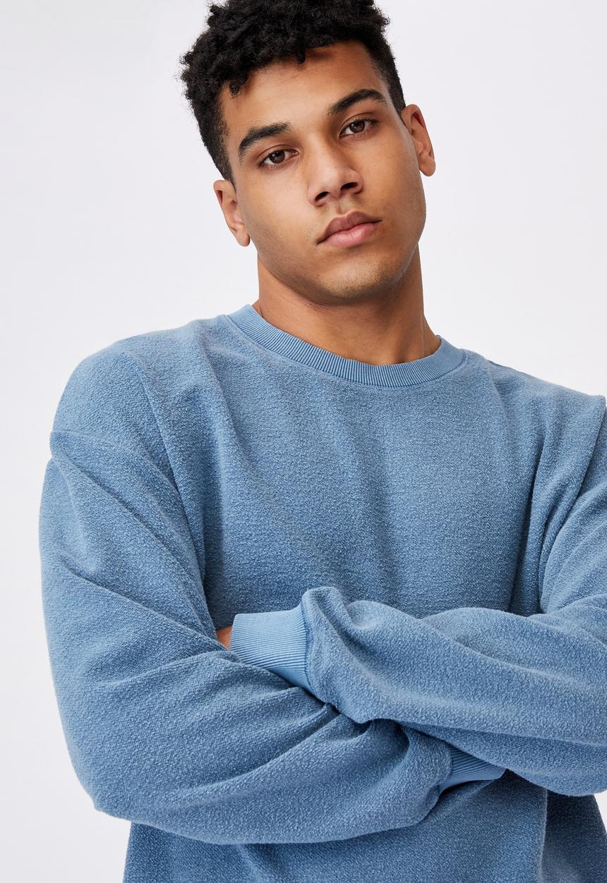 Factorie - Reverse fleece crew - washed chalk blue