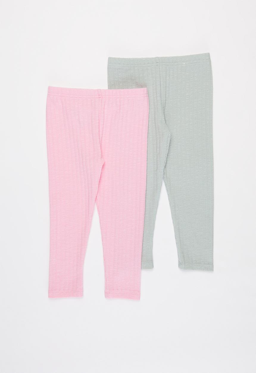 Cotton On - Huggie tights multipack - pink & sage 
