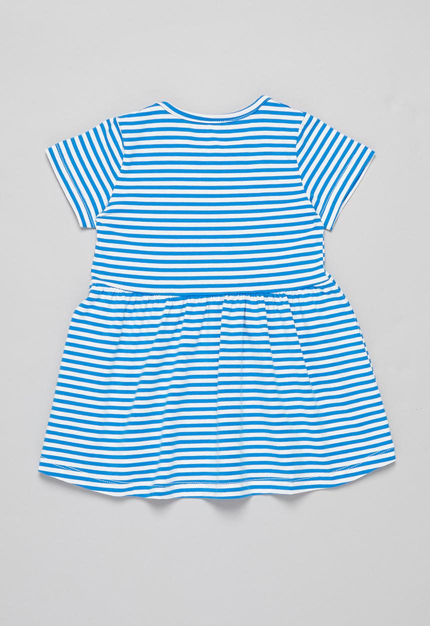 Pop Candy - Girls stripe rainbow dress - blue & white