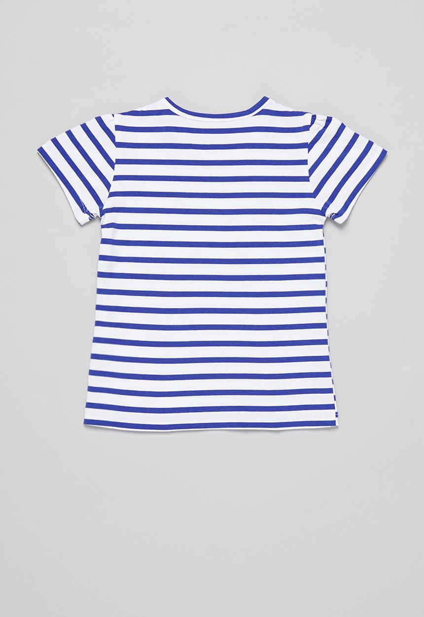 Pop Candy - Girls tripe birdy tee - blue & white