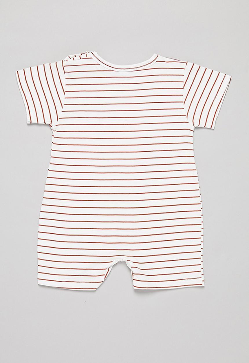 Pop Candy - Baby boys stripe romper - white & brown 