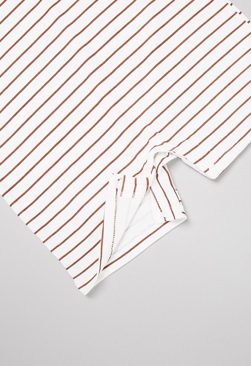 Pop Candy - Baby boys stripe romper - white & brown 