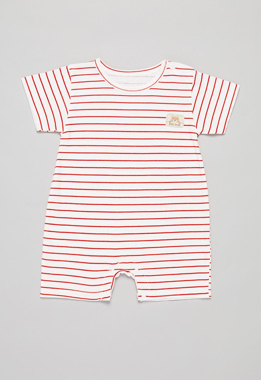 Pop Candy - Baby boys stripe romper - white & red
