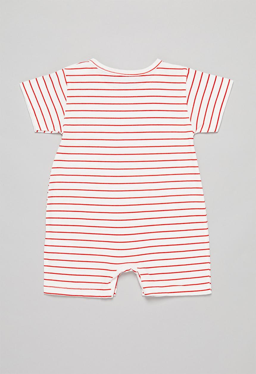 Pop Candy - Baby boys stripe romper - white & red