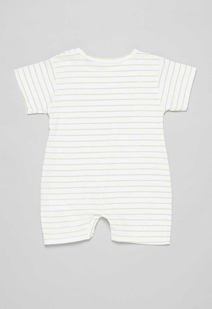 Pop Candy - Baby boys stripe romper - white & green