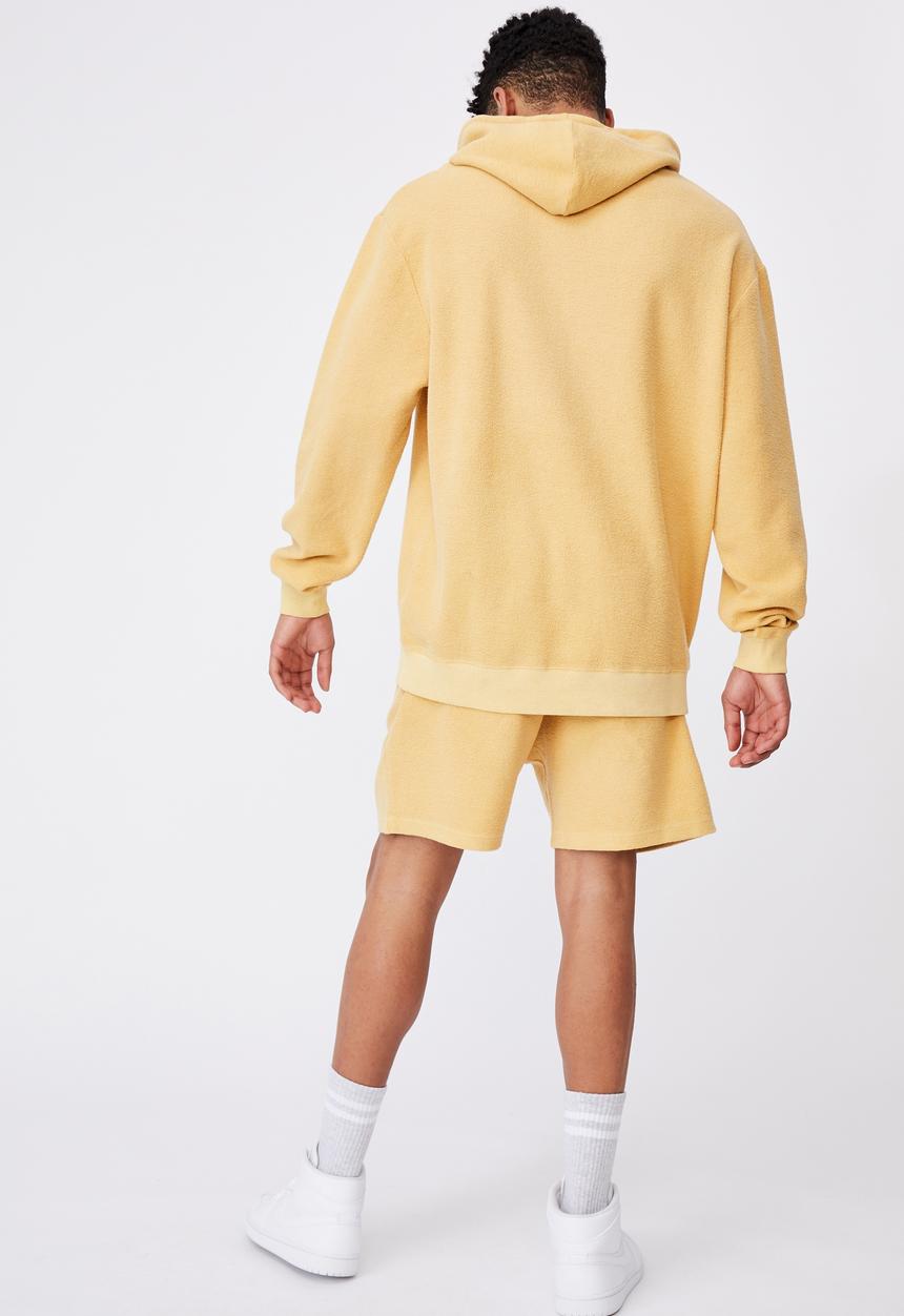 Factorie - Reverse fleece hoodie - washed chalk yellow