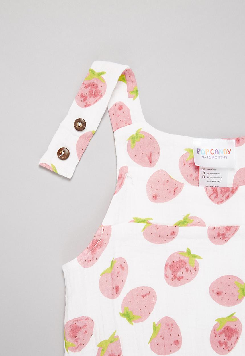 Pop Candy - Girls strawberry playsuit & headband set - white & pink 