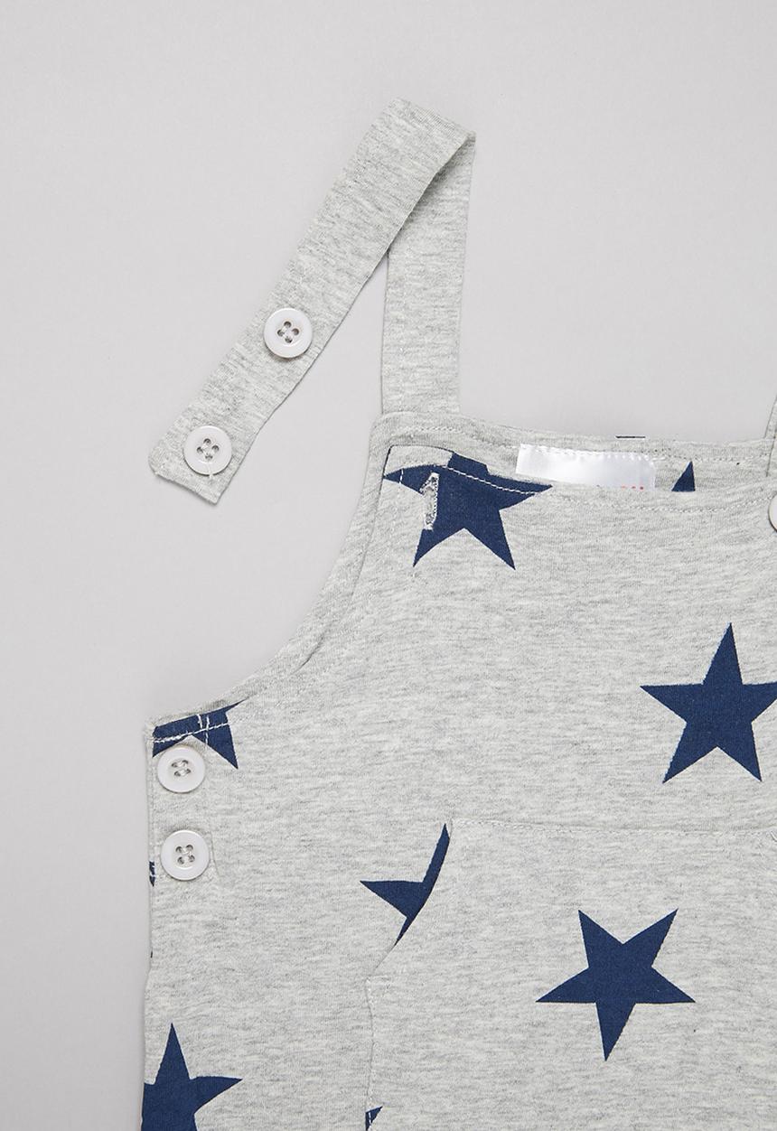 Pop Candy - Boys dungaree & tee set - navy & grey 