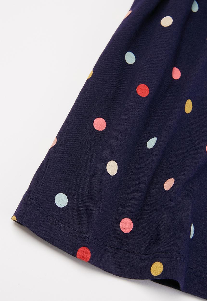 Pop Candy - Girls polka dot flutter sleeve dress - navy