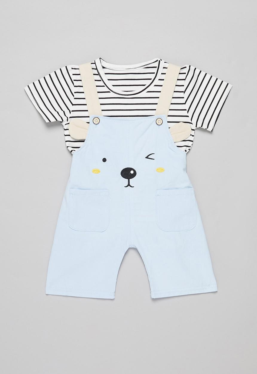 Pop Candy - Boys tee & dungaree set - blue