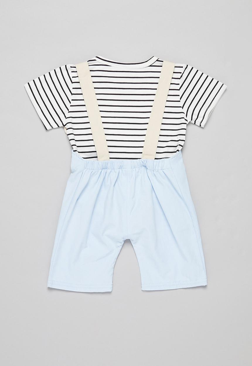 Pop Candy - Boys tee & dungaree set - blue