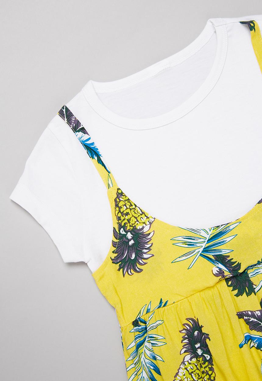 Pop Candy - Floral dress & tee set - yellow & white
