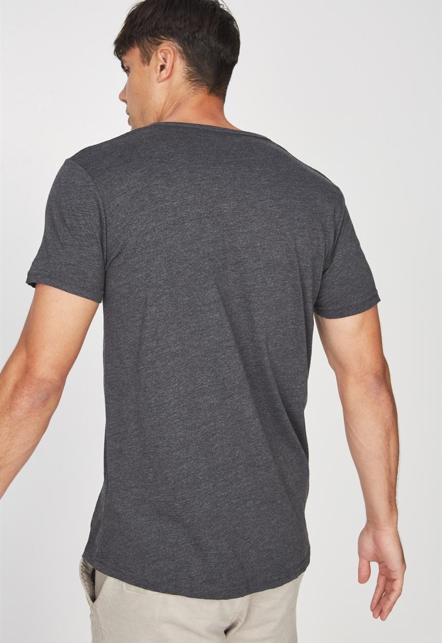 Cotton On - Essential henley - charcoal marle