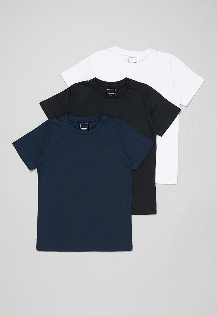 Pop Candy - Younger boys 3 pack plain short sleeve tees - multi