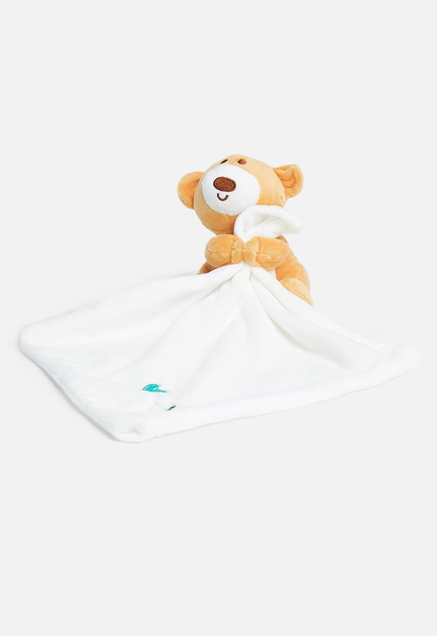 Pop Candy - Baby blanket and bear toy- white & brown 