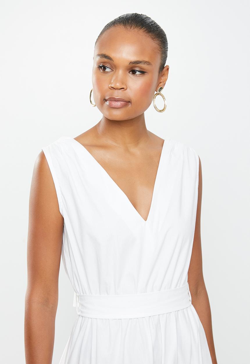 edit - Poplin midi dress - milk