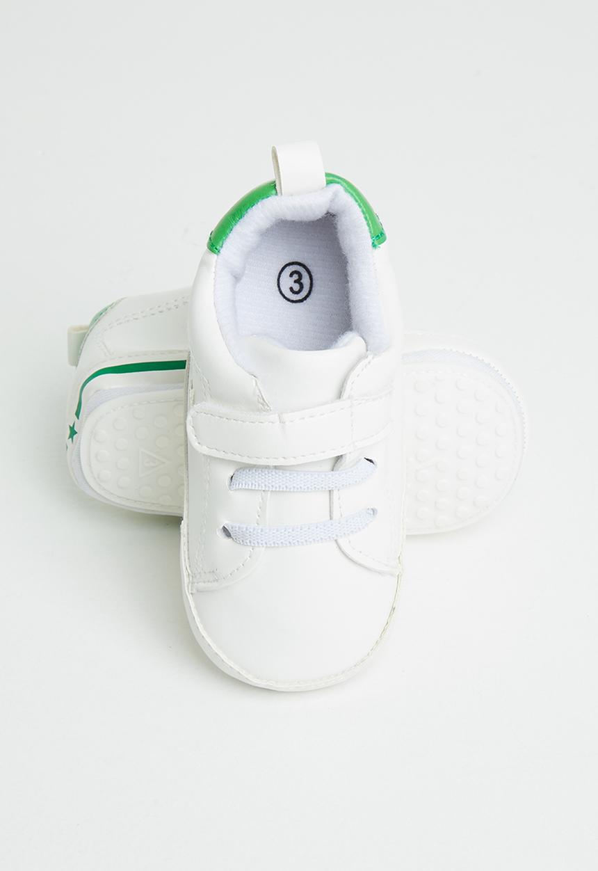 Pop Candy - Baby boys sof sole sneaker - white & green