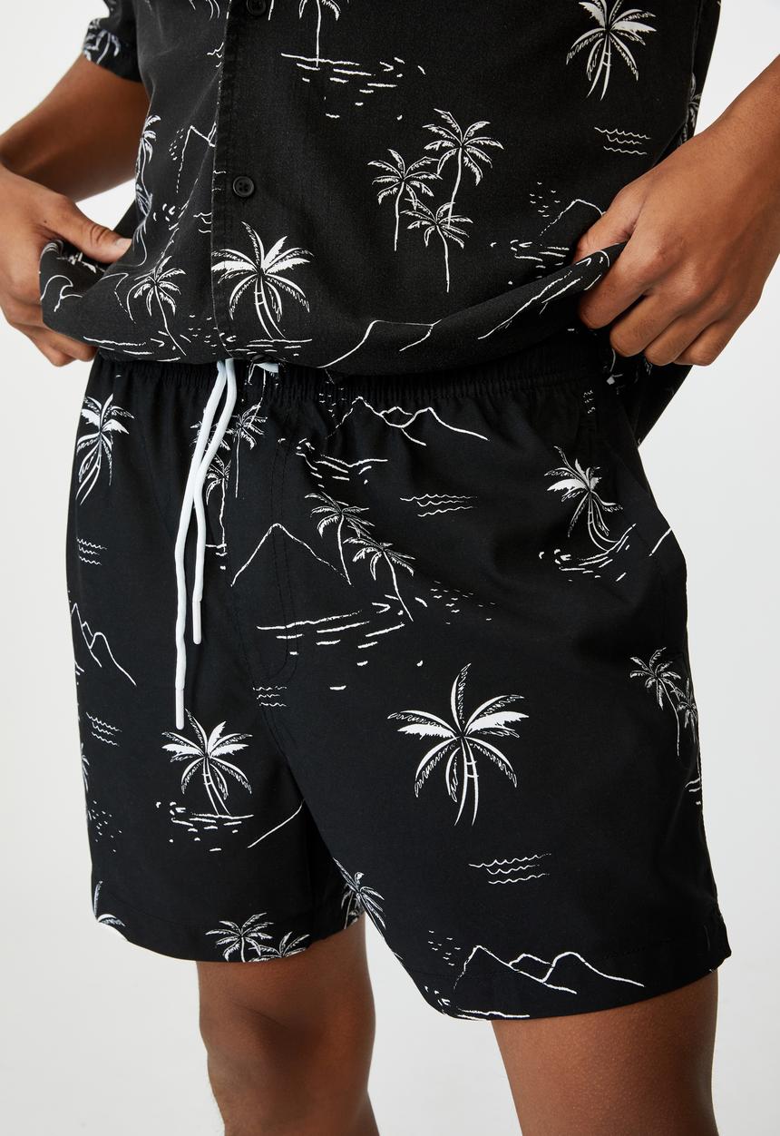 Factorie - Resort short - black hawaii