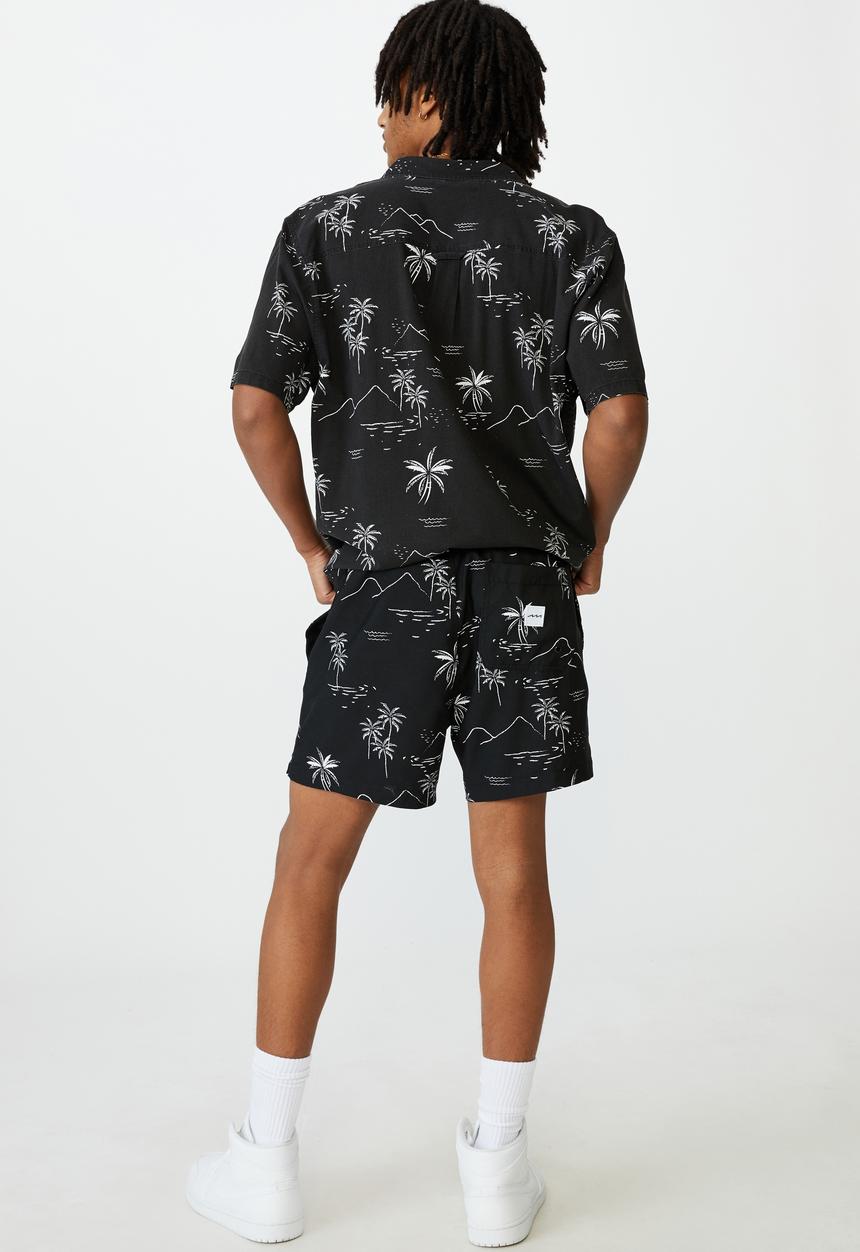 Factorie - Resort short - black hawaii