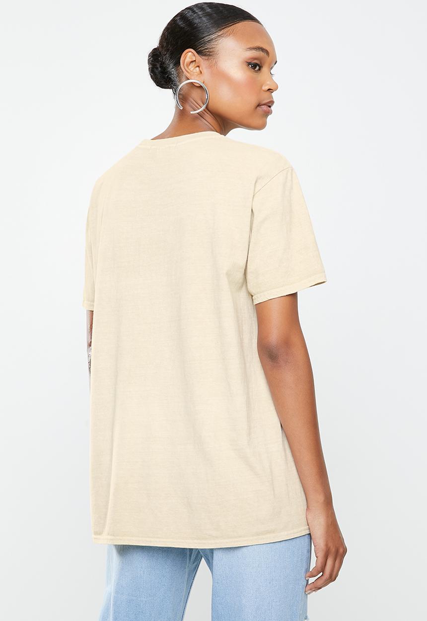 Missguided - Wisconsin graphic short sleeve oversized T-shirt - beige