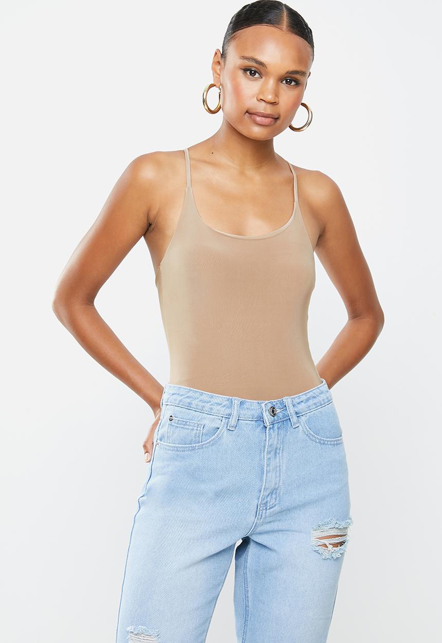 Missguided - Cross over strappy bodysuit - mocha