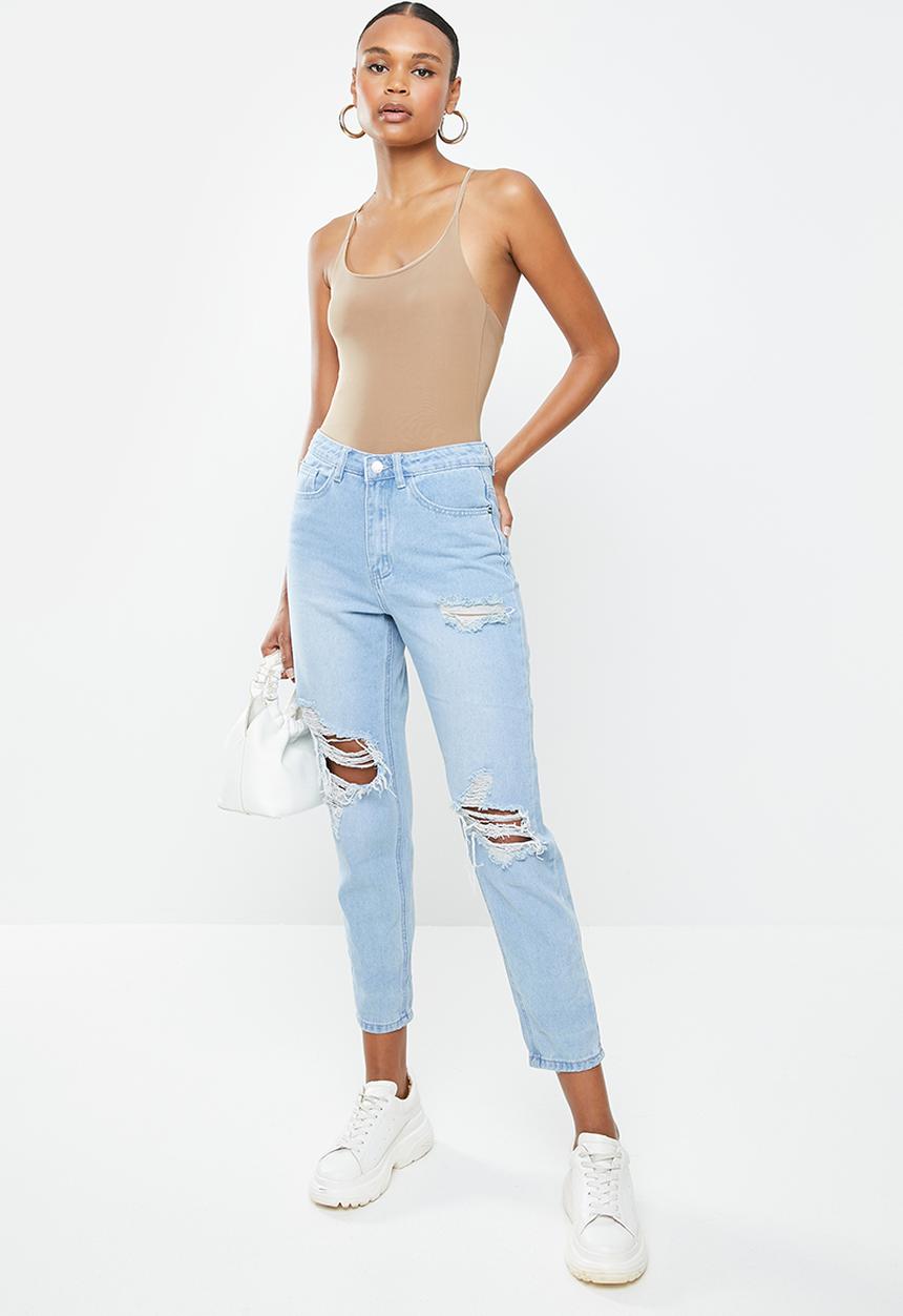 Missguided - Cross over strappy bodysuit - mocha
