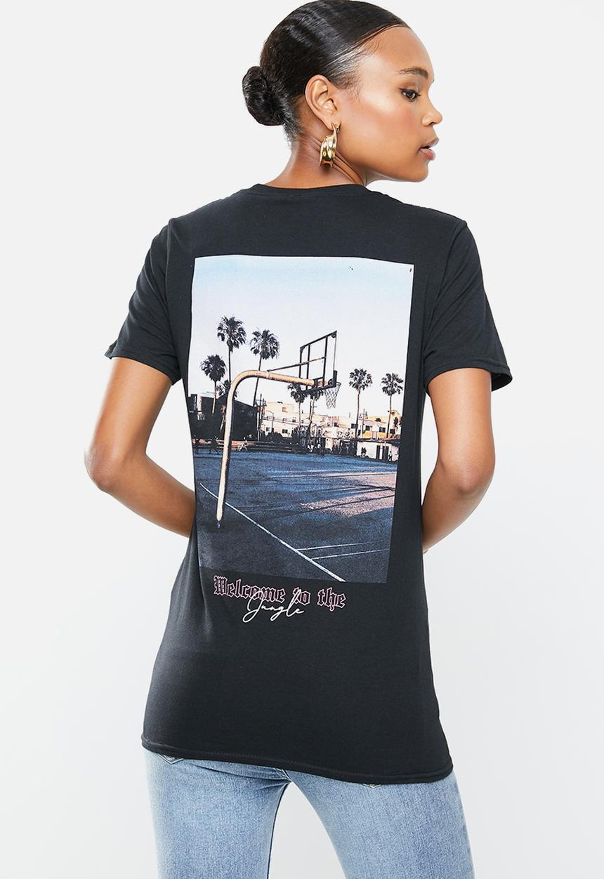 Missguided - Welcome to the jungle back graphic tee - grey