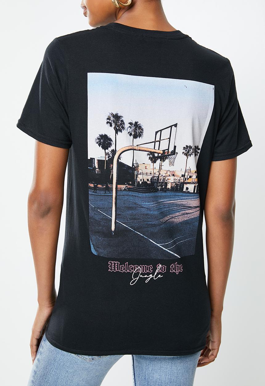 Missguided - Welcome to the jungle back graphic tee - grey