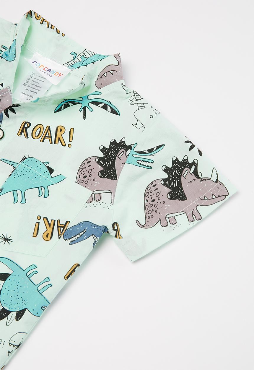 Pop Candy - Boys printed shirt & shorts set - green & navy