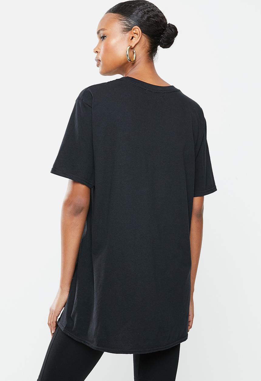Missguided - Shooting hoops graphic short sleeve oversized tee - black