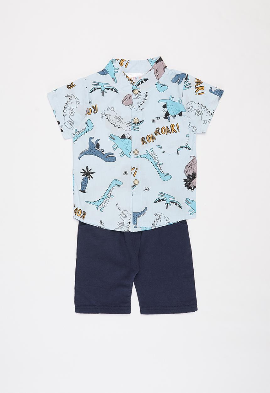 Pop Candy - Boys printed shirt & shorts set - blue & navy