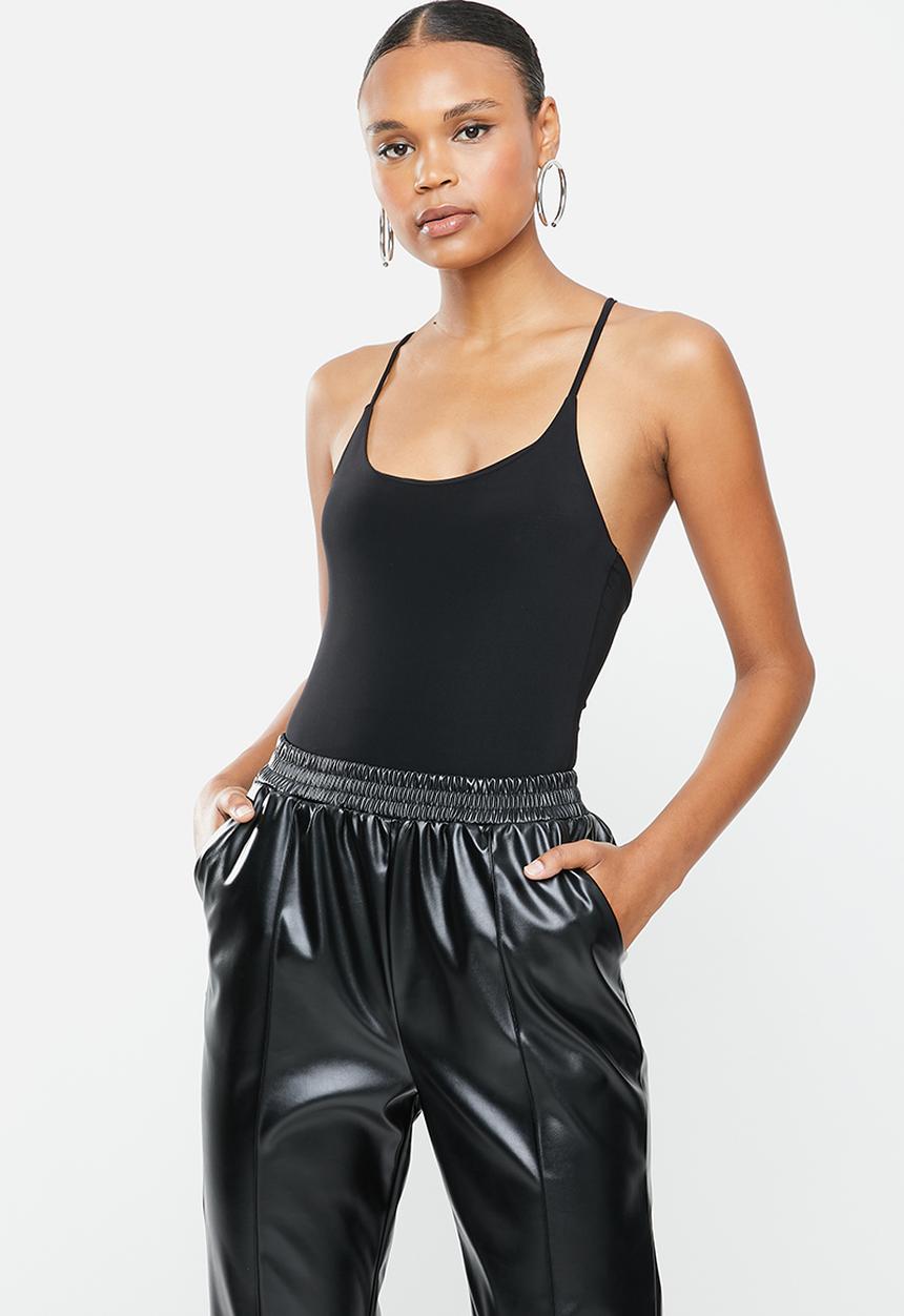 Missguided - Cross over strappy bodysuit - black