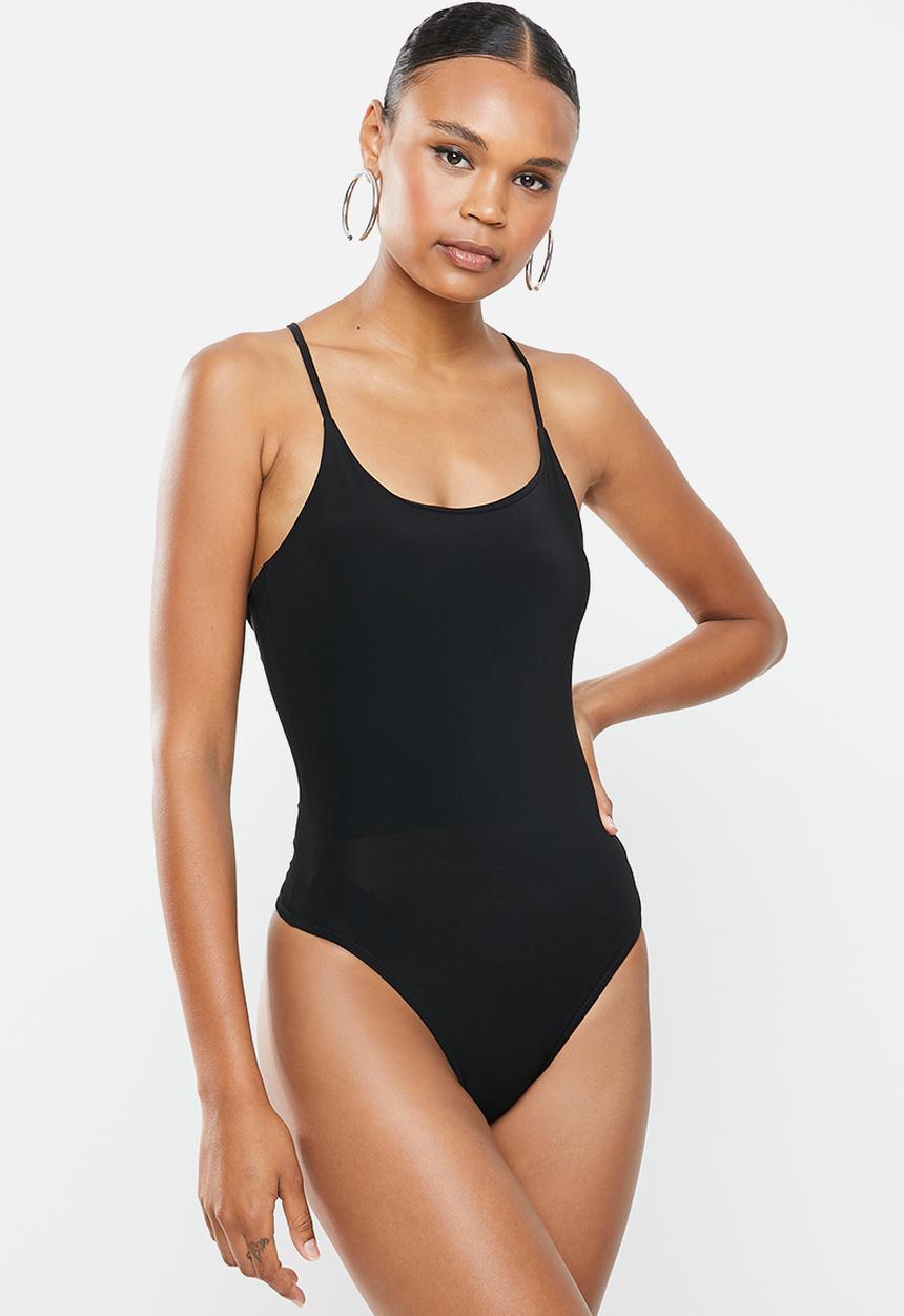 Missguided - Cross over strappy bodysuit - black