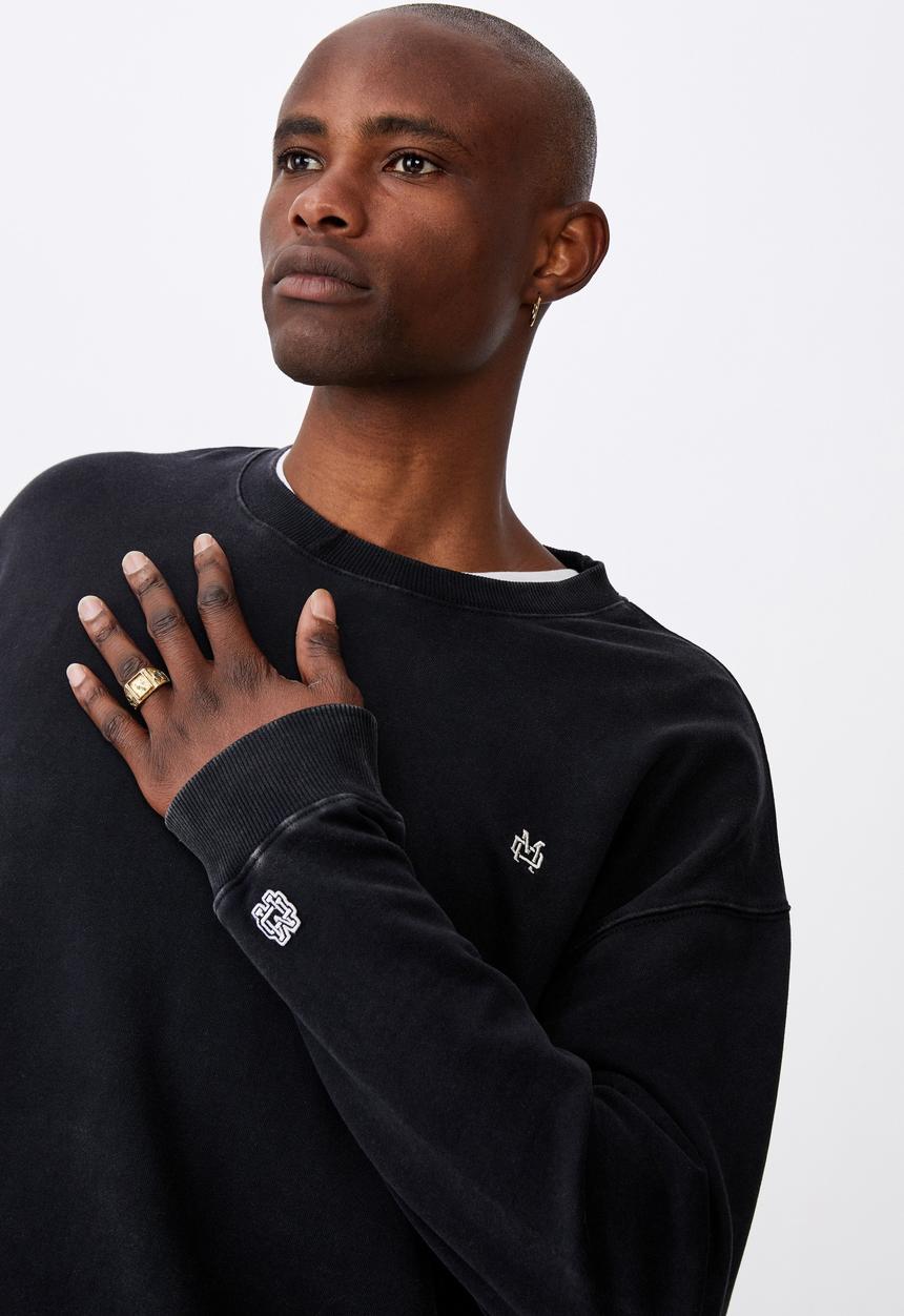 Factorie - Oversized icon crew - washed black