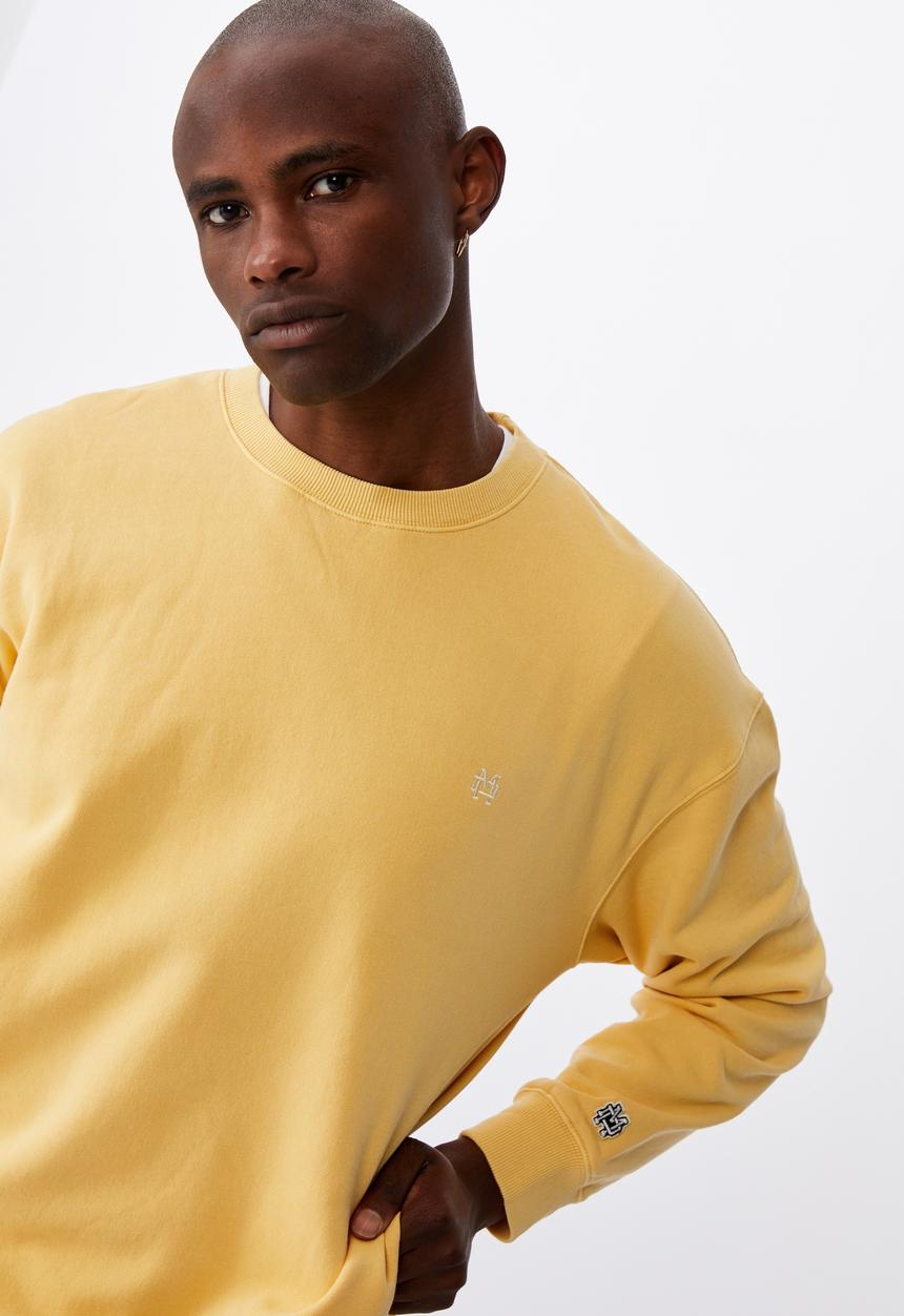 Factorie - Oversized icon crew - washed chalk yellow
