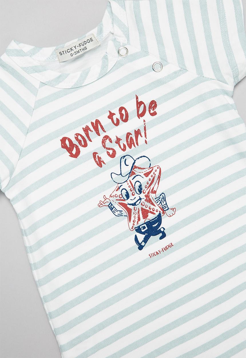 Sticky Fudge - Born a star babygrow - blue